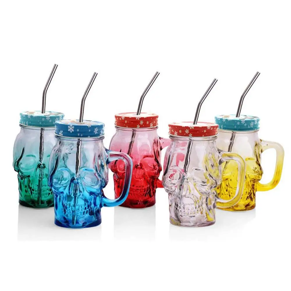 Glass Drinking Cup with Handle & Straw Glasses Mason Jar Storage Bottles & Jars CLASSIC Beverage BSCI Sustainable Glass Canister