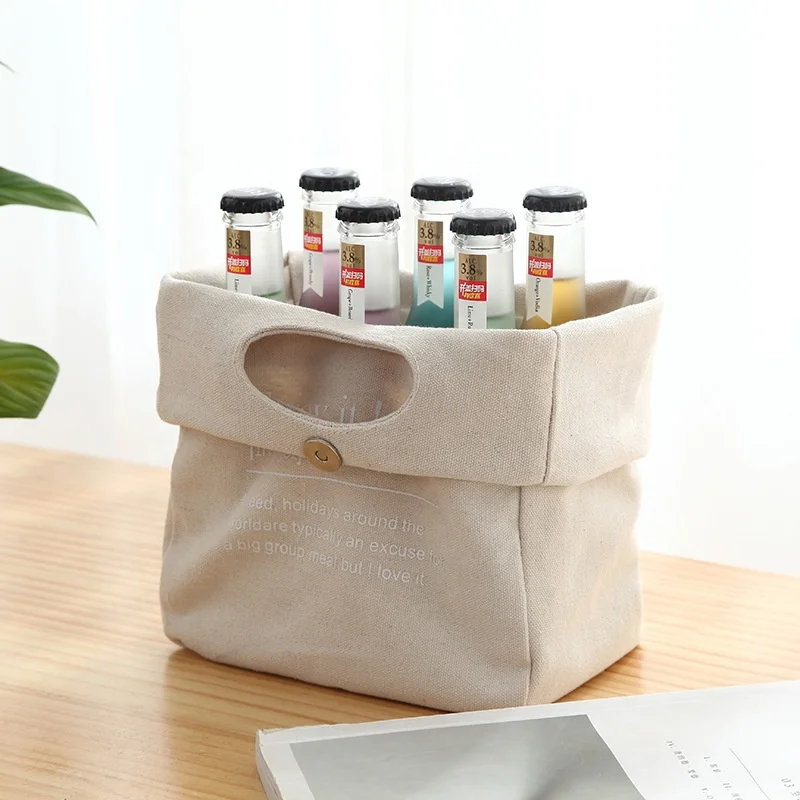 Portable Durable PE Canvas Insulated Cooler Bag Lightweight Thermal Waterproof Lunch Carry Bag Picnics Promotions Printed