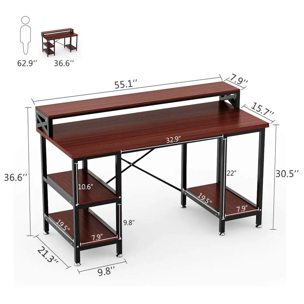 China Supply 2 Layers Gaming Computer Office Tables Desk Study Workstations