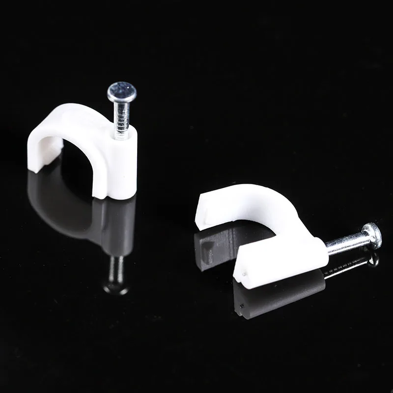 Hot sale plastic round cable clips with nail/good quality electric  cable clip