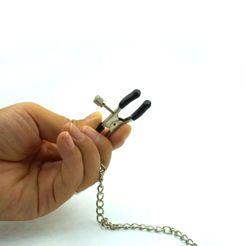Metal Nipple Clamps With Chain Sexy Game Breast Clip Bondage For Couple
