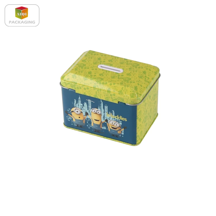 
Customize rectangular shaped coin bank tin box/saving tins 