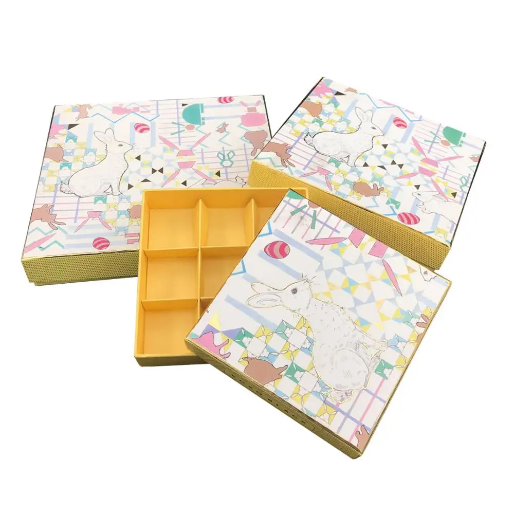 
Square Cardboard Chocolate Gift Boxes Packaging With Tray / Rabbits Pattern 