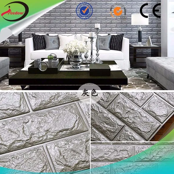 
3d waterproof sticker home decorative wall panel 3d pvc/pe foam wallpaper waterproof acoustic brick tile 