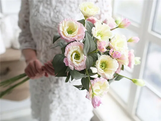 Top quality 3 heads silk artificial lisianthus flower