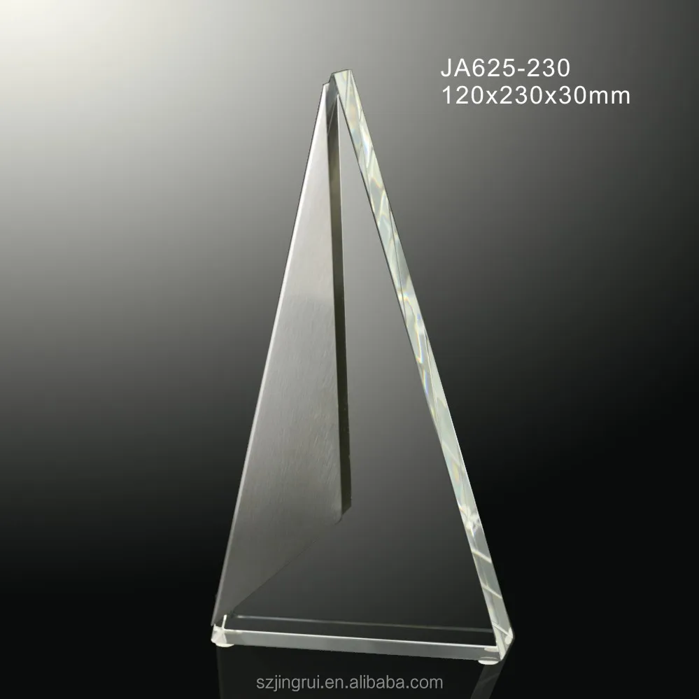 Simple design Factory Hot Sell Triangular Metal and Crystal Award Trophy