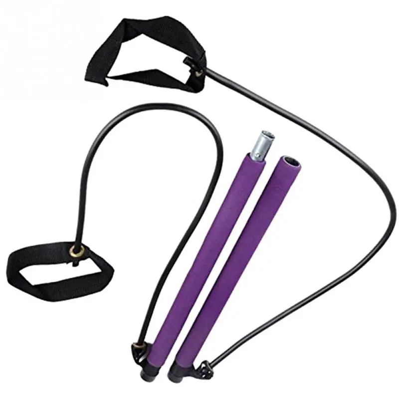 
Portable Elastic 2 Foot Loops Lightweight Trainer Pilates Bar Gym Stick with CD Resistance Band Bar Fitness Accessories 