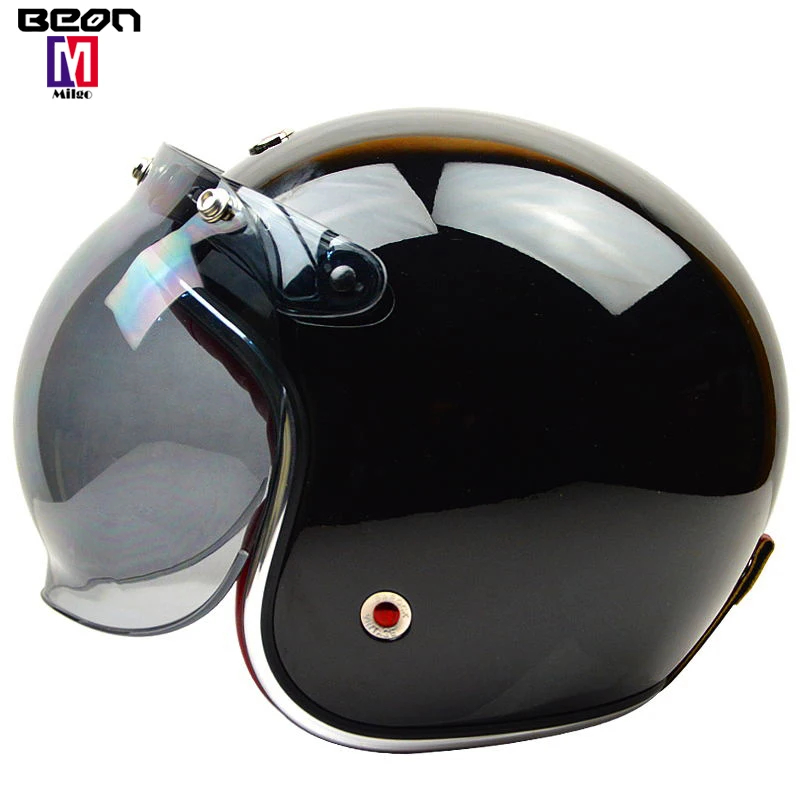 BEON B108 Bright black ECE DOT approved motorcycle Unisex Open Face helmet Cascos moto Vintage electric Scooter cascque Retro