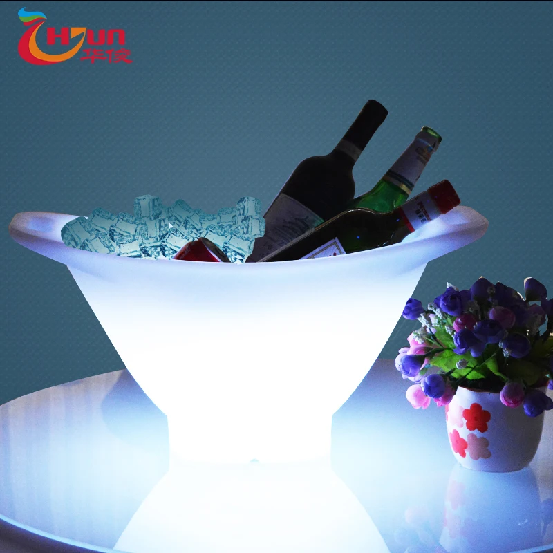 Modern plastic boat shape large led illuminated ice bucket for party