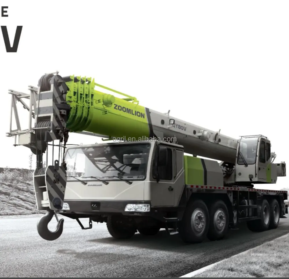 top quality best price famous brand ZOOMLlON 80 ton truck crane hydraulic boom mobile truck crane QY80V with one year warranty