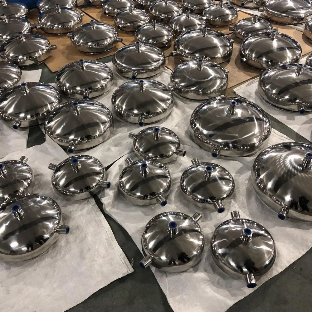 Stainless Steel TriClamp Jacketed Columns With Welded Rounded Bottom Base with female threaded port