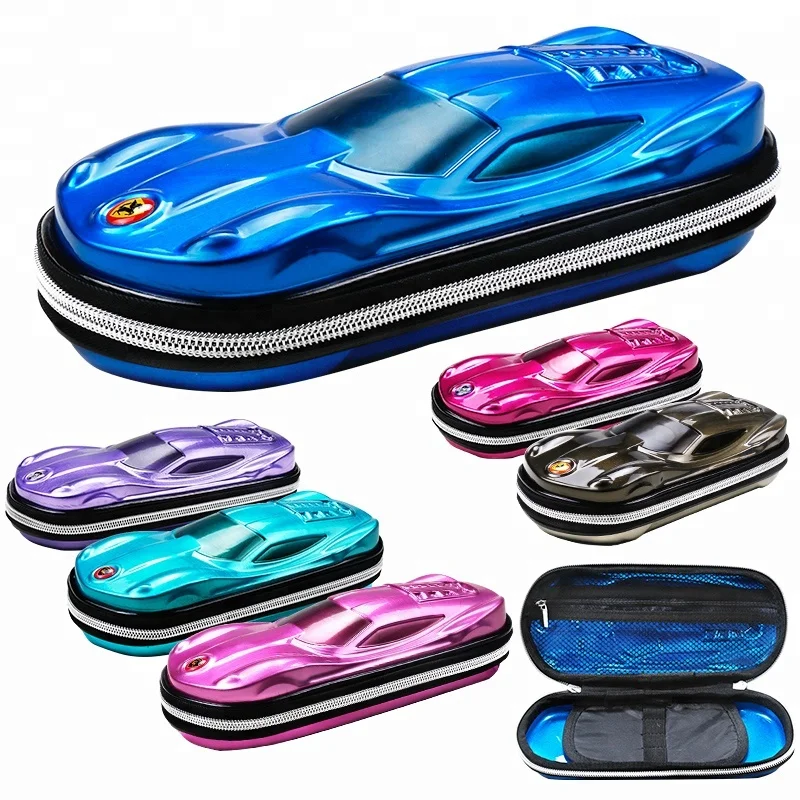 Оптовая продажа жестяной пенал в форме автомобиля из 3d мультфильма EVA для школьников по низкой цене