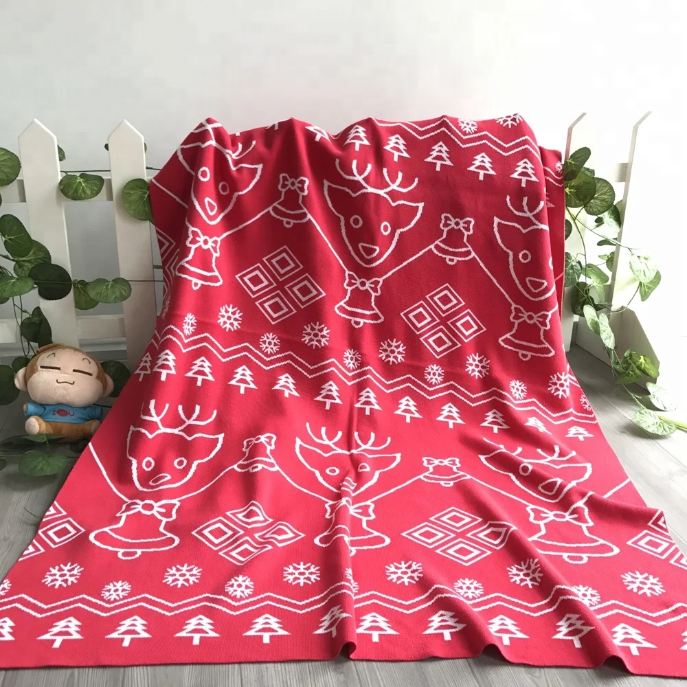 Christmas Knit Pattern Throw Blanket for Baby and Children