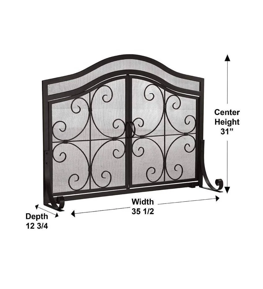 
Best Seller High Temperature Resistant Metal Fireplace Screen with Door 