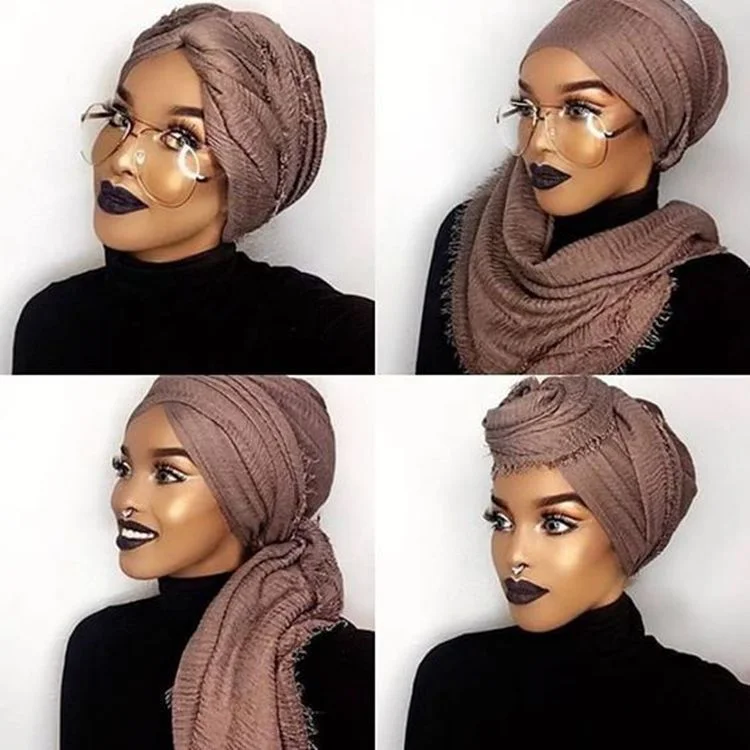
Plain Crinkle Muslim Cotton Hijab Scarf 