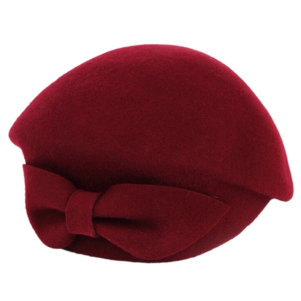 New Arrival Women Elegant Solid Color Wool Felt Beret Hat