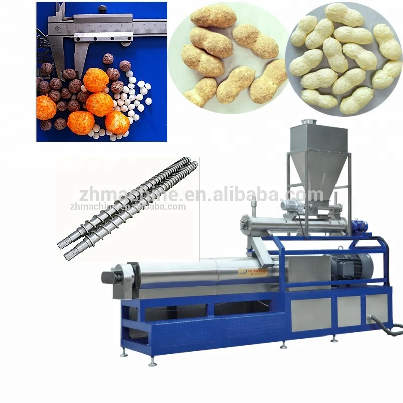 extrusion corn flex instant puff crunch cereal snacks food extruding machines process plant producing line