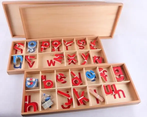 Tiger Montessori Materials: L020 Wood-Large Movable Alphabet(Red &Blue) Other Educational Toys