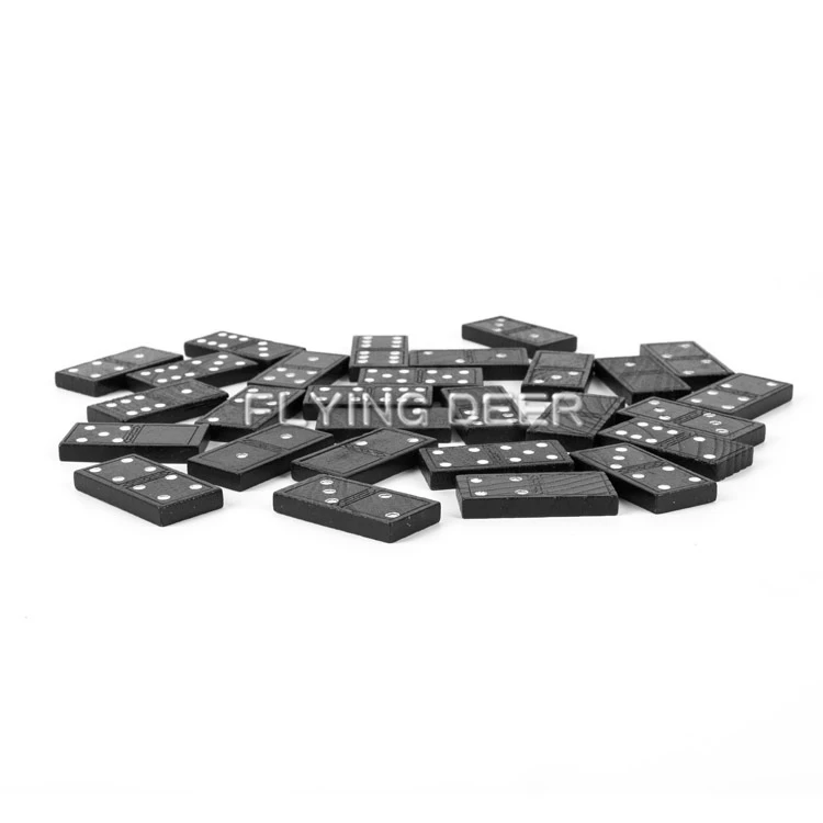 Hot Selling Black Double Six Domino Set With Plastic Box