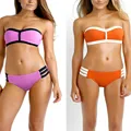 2016 Fashion Hollow Orange Pink Color Bra Sexy Swim Suits Top Patchwork Bathing Suits Bikini Brazilian