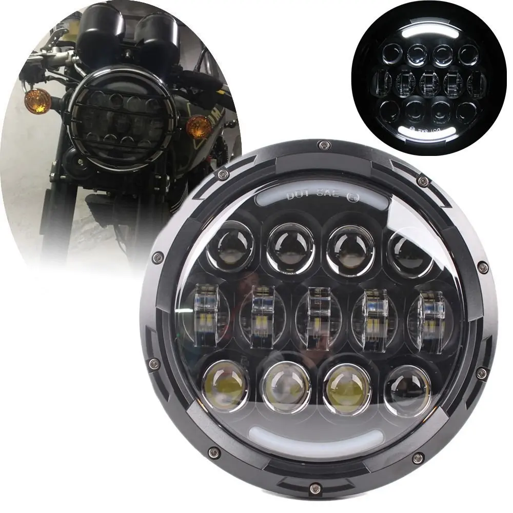 Guangzhou supplier 7 inch round led headlight for toyota for Jeep car led headlight turn signals warning day time running light