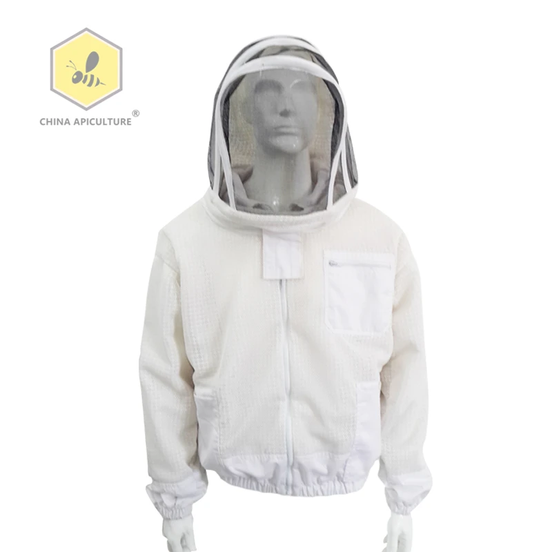 Beekeeping Tools Adult Beekeeping Vented Jacket with Fencing Veil Hood Ventilated Premium Beekeeper Jackets
