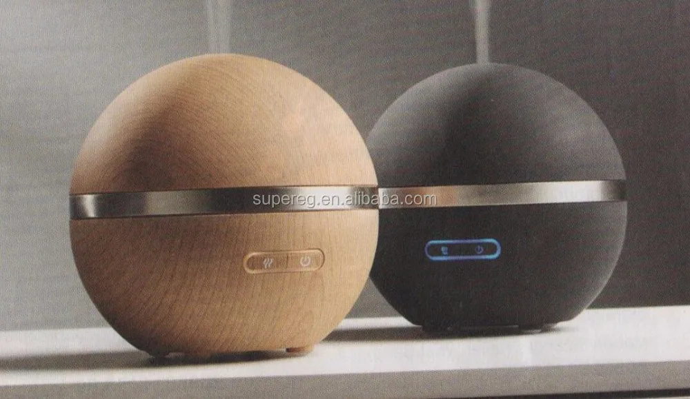 
200ml Wooden Grain Ultrasonic Mini Round Ball Metal Stainless steel Circle Around New Air Essential oil Diffuser Unique Design 