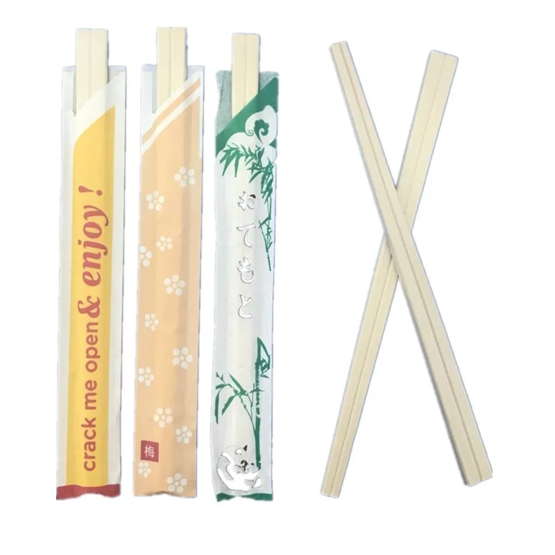 high quality disposable pine wooden japanese chopsticks with paper ring