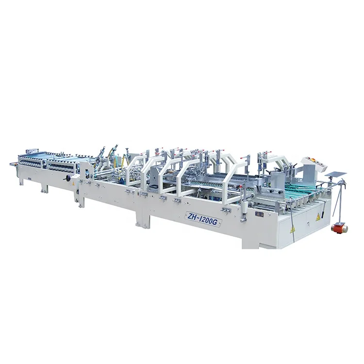 ZH-1200G automatic folder gluer lock bottom box folding and gluing machine