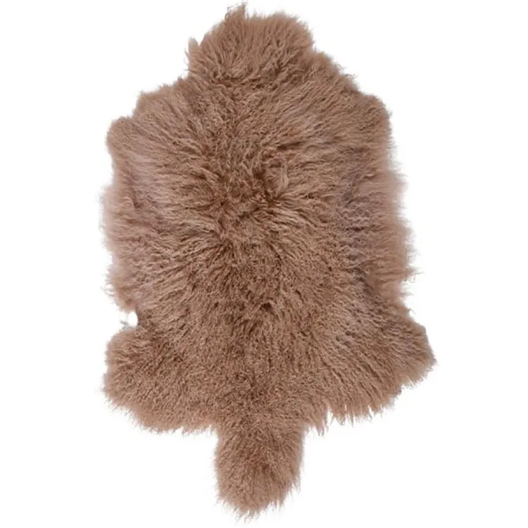 High quality purple brown grey white single wholeskin Mongolian lamb fur plate real sheepskin hide