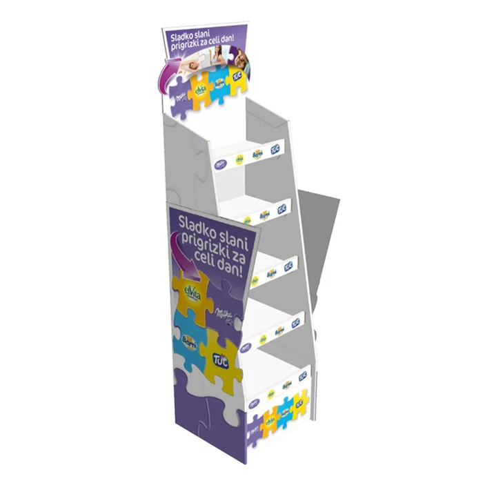 HOT Free Custom Design Cheaper High Quality Promotion Recyclable 5 Tier Cardboard Display Shelf