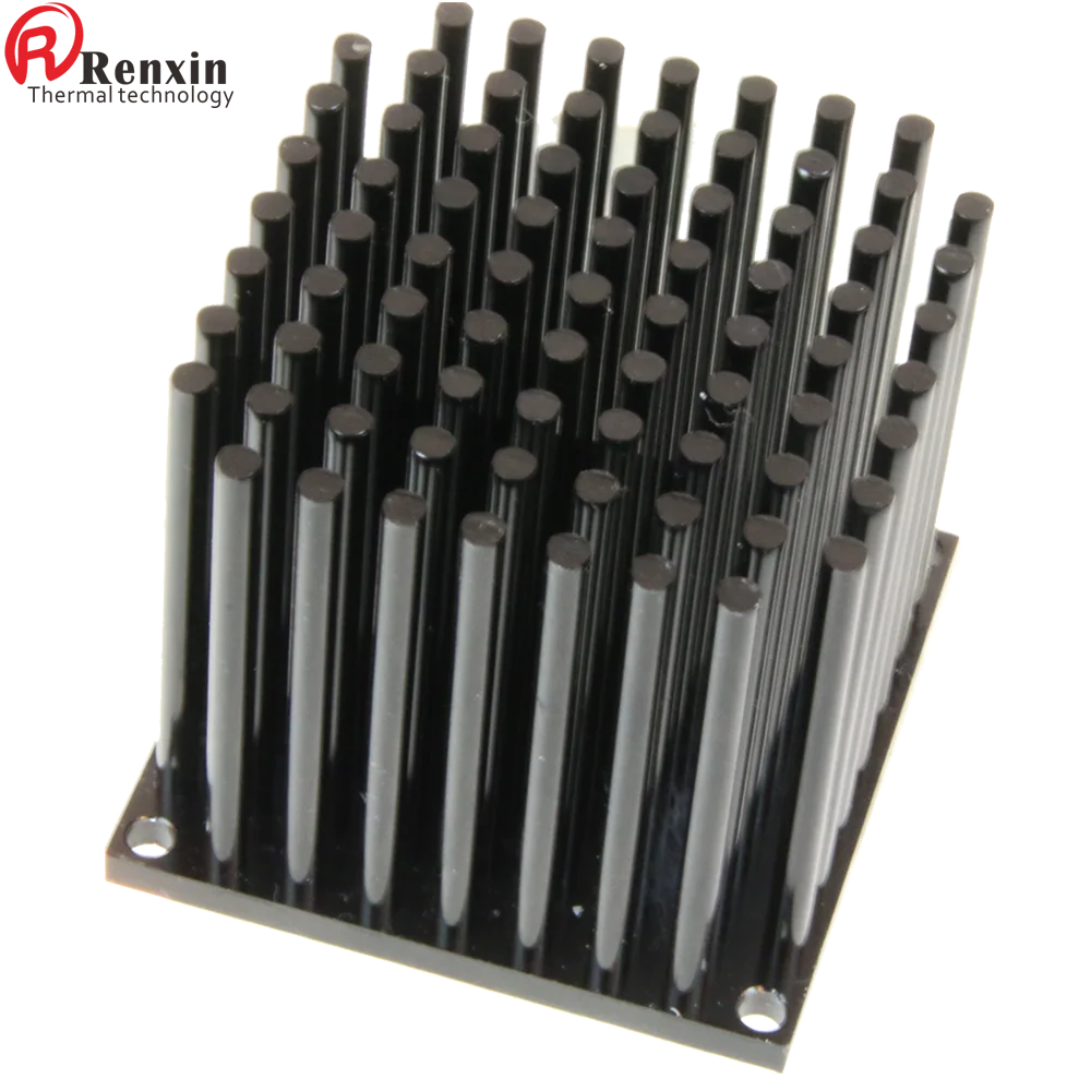 Square Heat Sinks Pin Fin Heatsink 50*50mm Black IP65 Round Tube Profile Anodized Aluminium Led Aluminum Rohs 81 Pieces 100 0.5