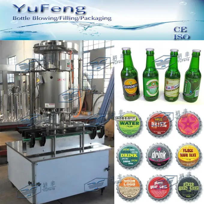 Yufeng 6 heads glass bottle beer sealing machine/beer sealer/beer filling line