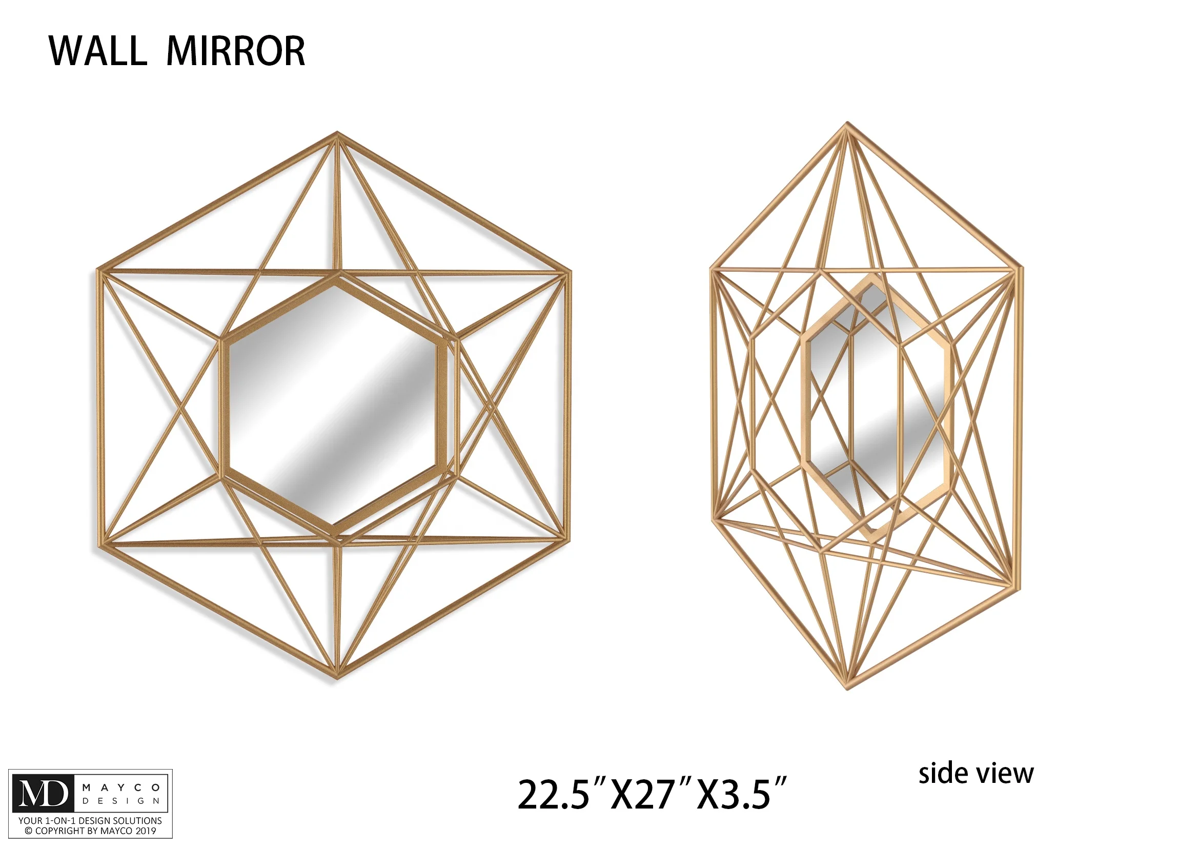 Mayco Home  Hot Sale Wall Decor Eco-friendly Abstract Antique Metal Framed Octagon Mirrors