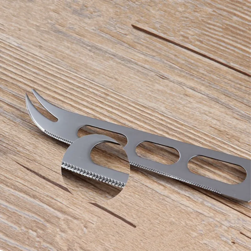 Multifunction Cheese Knife With Forked Tip Serrated Kitchen Cooking Tools Stainless Steel Cheese Butter Pizza Cutter
