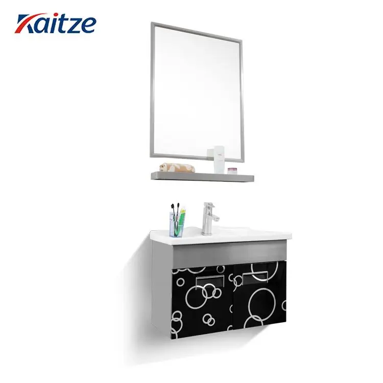 Integrated Bathroom Living Room Cabinet With Wash Basin Luxury Bathroom Stainless Steel Basin Ss Bathroom Cabinet With Mirror