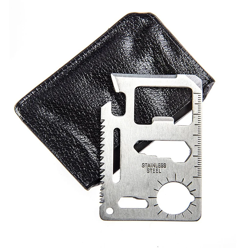 
11-Function Stainless Steel card knife cutter Multipurpose Survival Pocket card Tool 