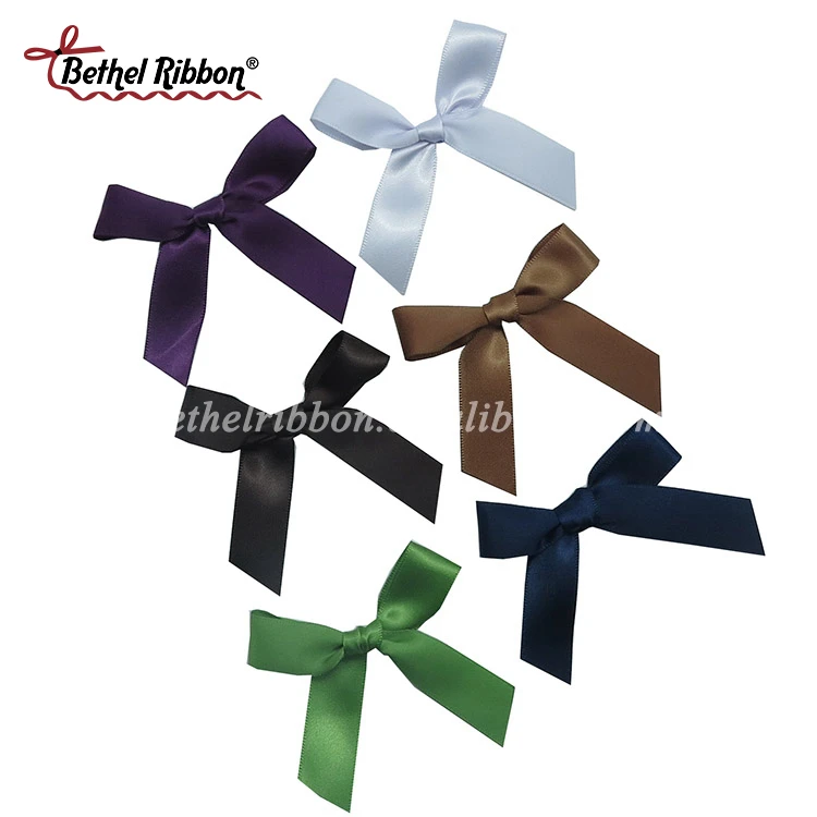 2018 popular wholesale small satin bows/make satin ribbon bow/pre-made ribbon bow