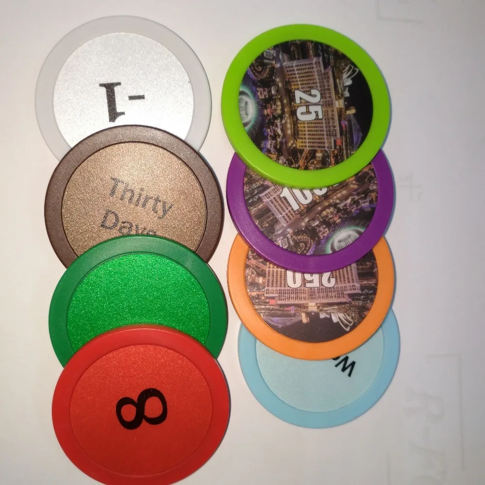 single color 11.5G 40MM Colored token with metal insert