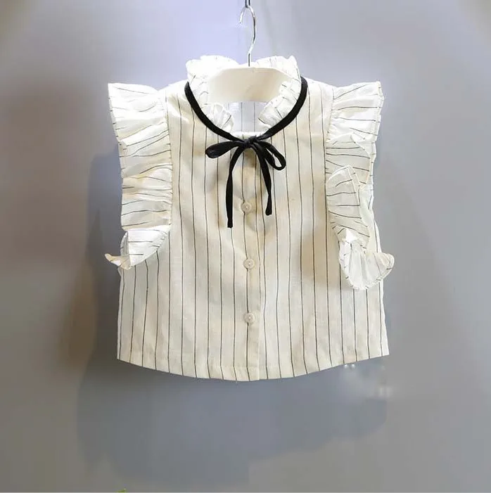 Hao Baby Summer Kids Clothing Baby Girls Clothes Sets Striped Cotton Shirt + Chiffon skirt suit