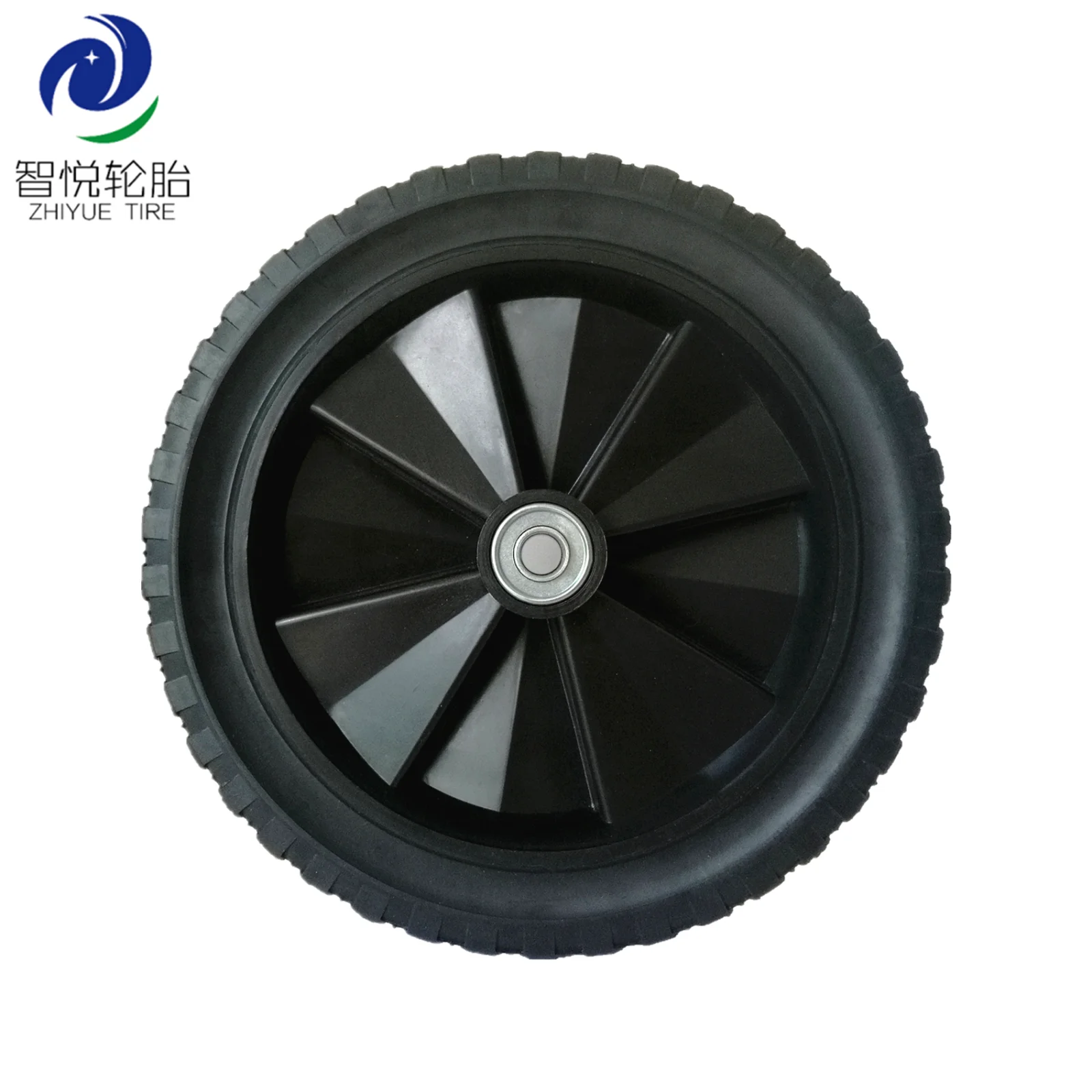 12 inch wheels solid plastic rubber tire for lawn mower generator wheel, lawn spreader