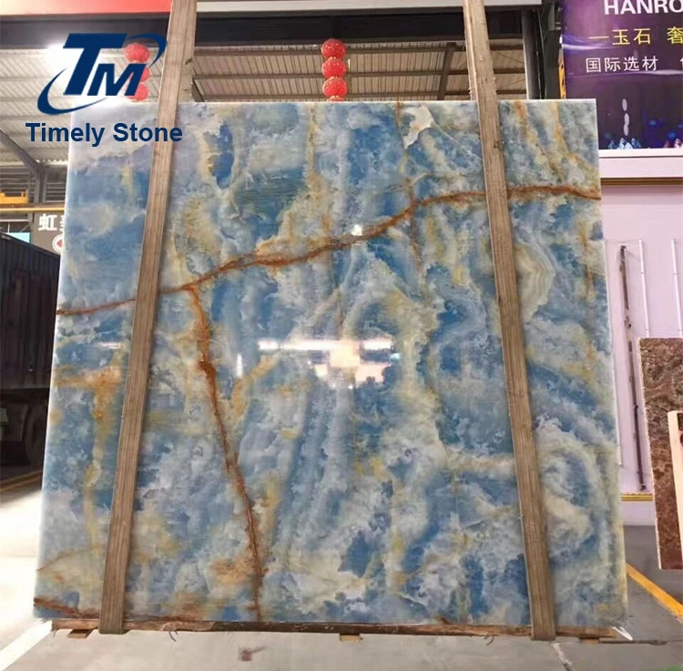 
backlit translucent wall panel blue jade stone raw agate stones 