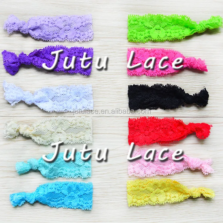 1' Elastic Lace For Headbands By Yard, fashion colorful lace elastic head wraps