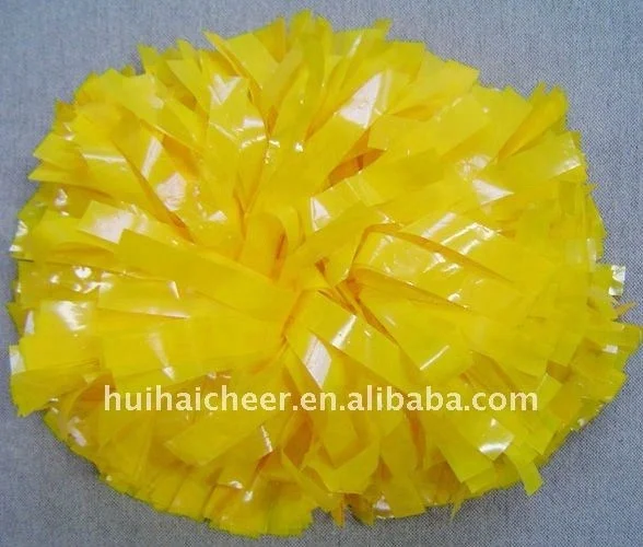 wet look yellow cheerleading pom poms