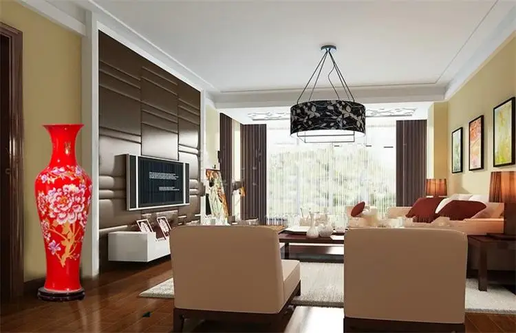 Hotel Red Hand Painted Florwe Vase Agallerie Ceramic Home Decoration Large Tall Vases for Wedding