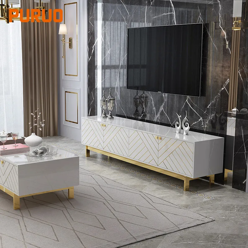 Современный шкаф MDF из нержавеющей стали, белый деревянный стол-консоль для хранения домашней мебели