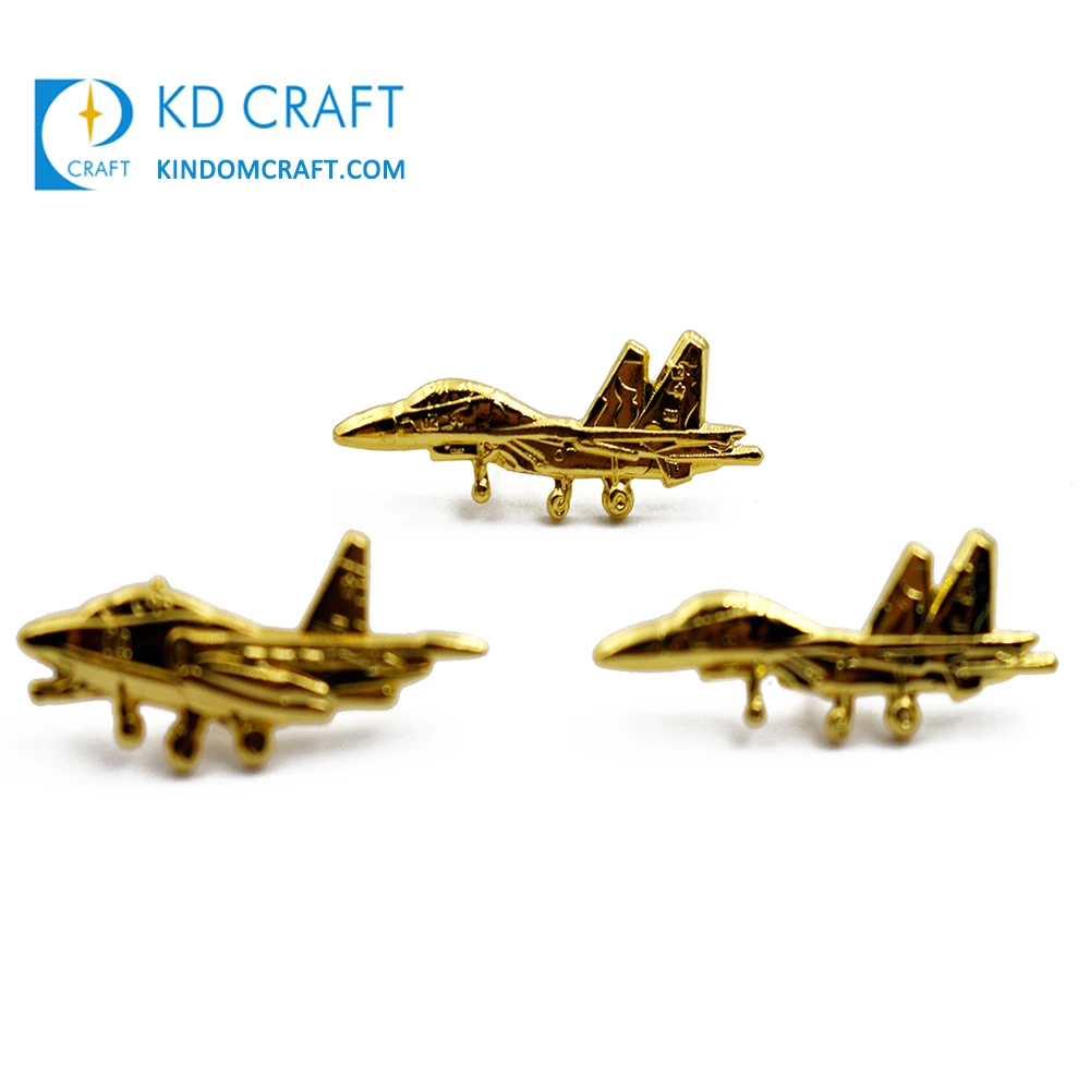 China manufacturers bulk cheap custom metal 3d aircraft badge silver gold plated aviator aviation airplane airbus lapel pin