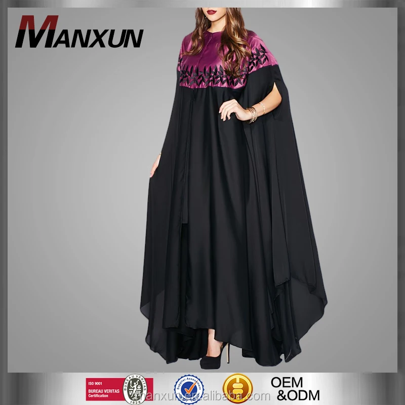 Beautiful Women Frock with Leaves Embroidered Design Black  Bottom Casual Robe Maxi Dress