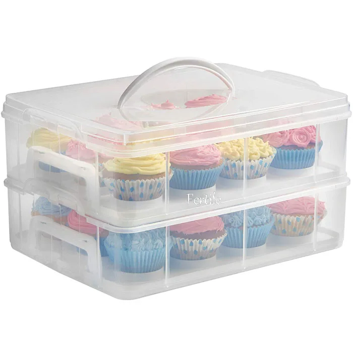2 Tiers Cupcake Stacking Storage Carrier/Cupcake Holder/Cupcake Container-Store up to 24 cupcakes or 2 large cakes
