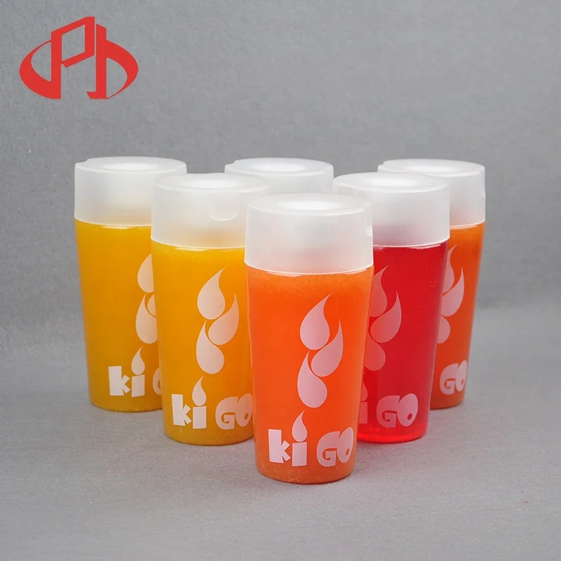 Empty plastic biodegradable drink juice bottle 350ml PET plastic beverage drinking water bottles with rope gift cups
